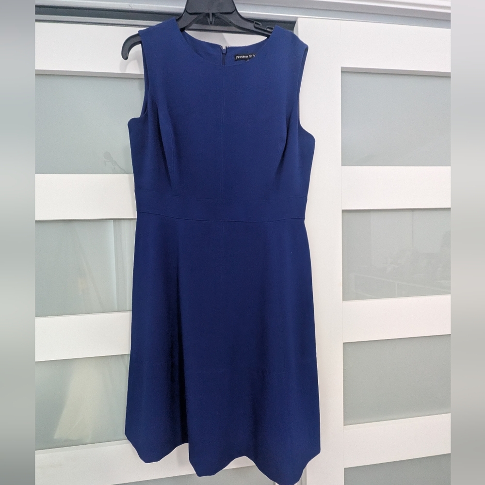 Preston & York A-Line Blue Mini Dress Sleeveless Crew Neck